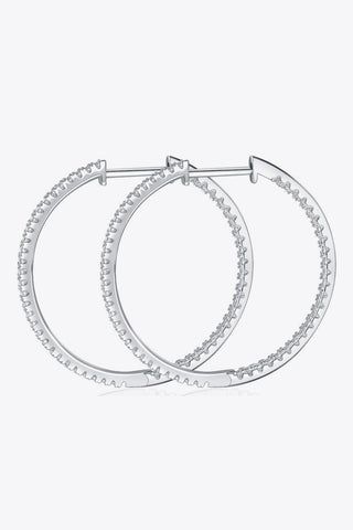 Inlaid Moissanite 925 Sterling Silver Hoop Earrings