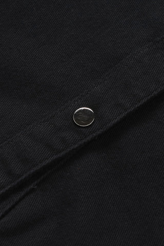 Frayed Trim Snap Down Denim Jacket