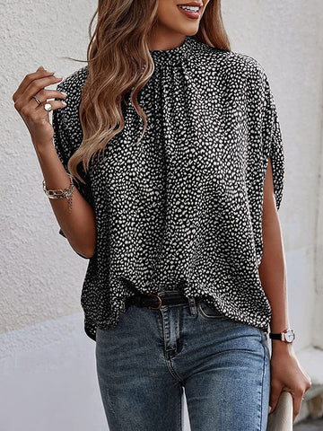 Round Neck Slit Sleeve Blouse