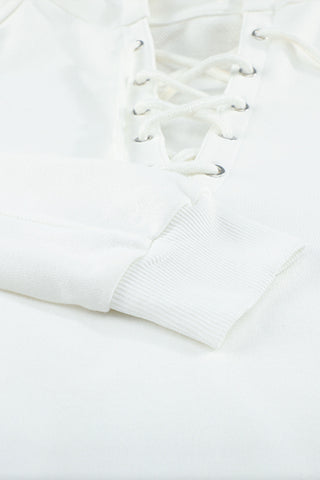 Lace-Up Dropped Shoulder Hoodie