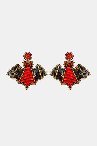 Bat Shape Beaded Dangle Earrings