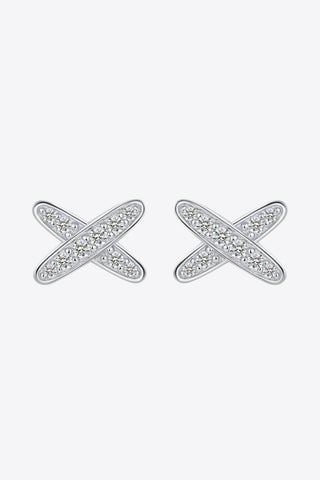 925 Sterling Silver X-Shape Moissanite Earrings