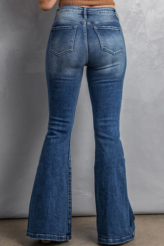 High Waist Flare Jeans with Pockets