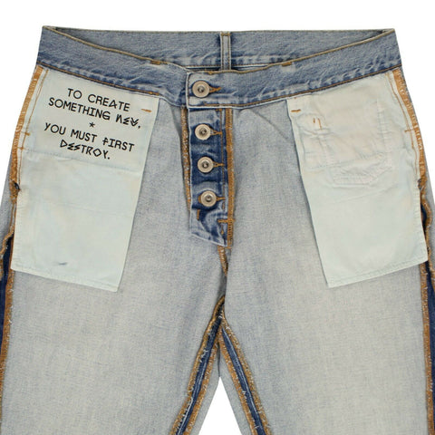 Women's Blue Washed 'Inside Out' Boyfriend Jeans