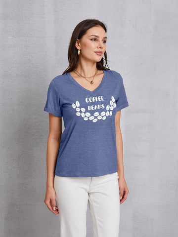 COFFEE BEANS V-Neck Short Sleeve T-Shirt