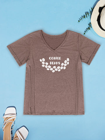 COFFEE BEANS V-Neck Short Sleeve T-Shirt