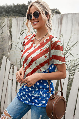 Star and Stripes V-Neck Tee