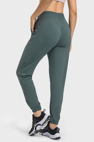 Elastic Waist Yoga Joggers with Pockets