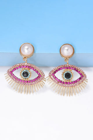 Evil Eye Shape Rhinestone Zinc Alloy Synthetic Dangle Earrings