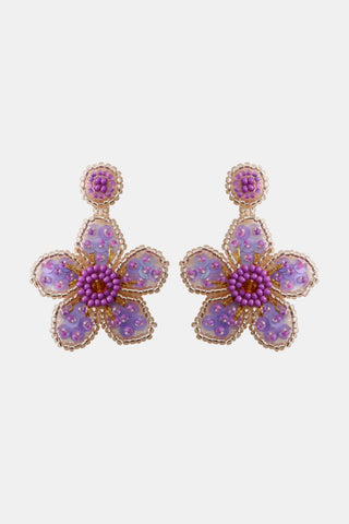 Flower Shape Beaded Dangle Earrings