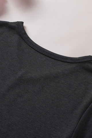 V-Neck Fringe Hem T-Shirt