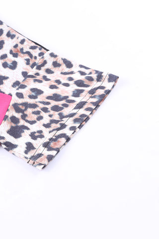Leopard Color Block Short Sleeve Tee