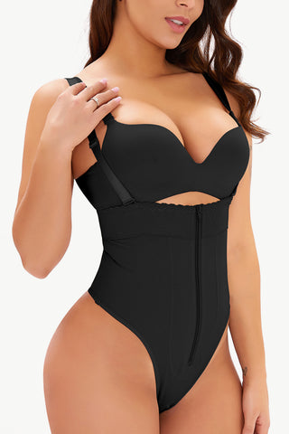 Full Size Adjustable Strap Zip-Up Shaping Bodysuit