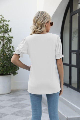 Square Neck Flounce Sleeve Top