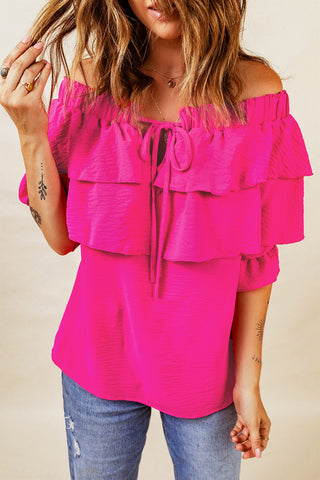 Tied Off-Shoulder Layered Blouse