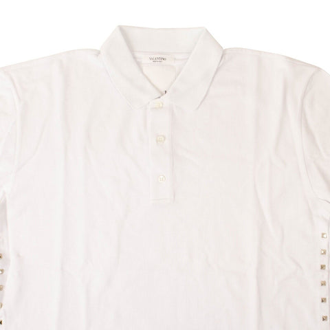 White Studded Jersey Polo Shirt