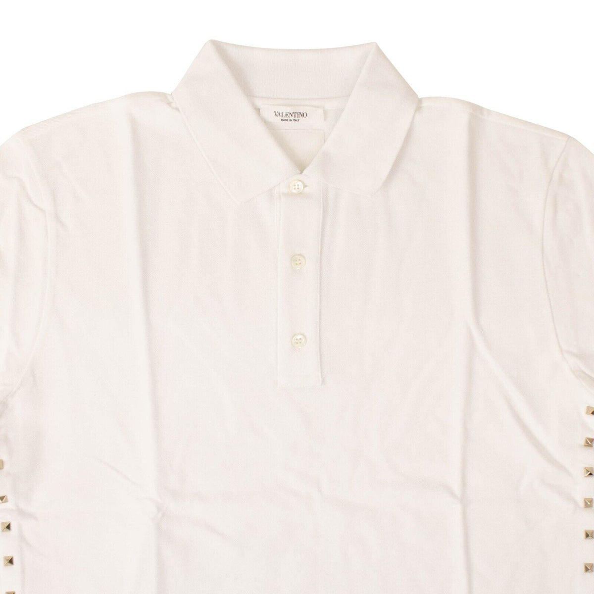 White Studded Jersey Polo Shirt