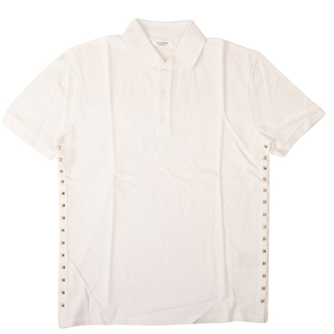 White Studded Jersey Polo Shirt