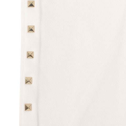 White Studded Jersey Polo Shirt