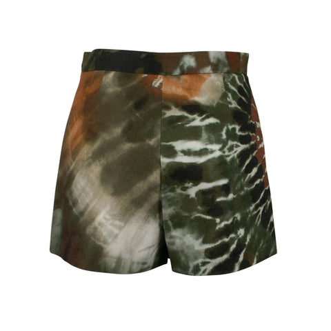 Tie Dye Cotton Blend Shorts - Green/Multi