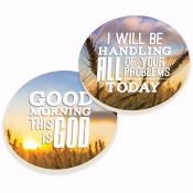 Car Coaster Set-Good Morning (Chalkboard) (Set Of 2)