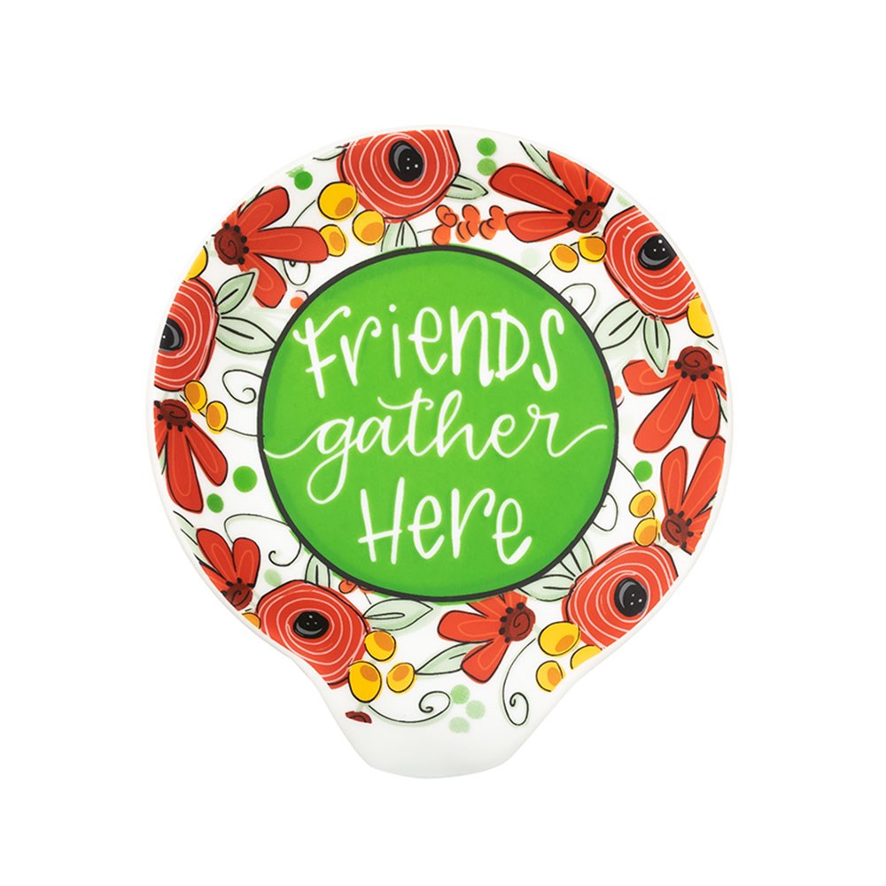 Spoon Rest-Friends Gather Here (4" x 4.5" x .75")