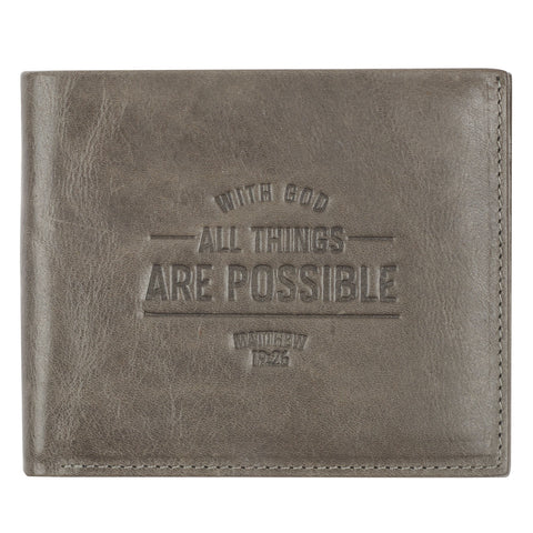 Wallet Leather With God All Things Are Possible Matt. 19:26