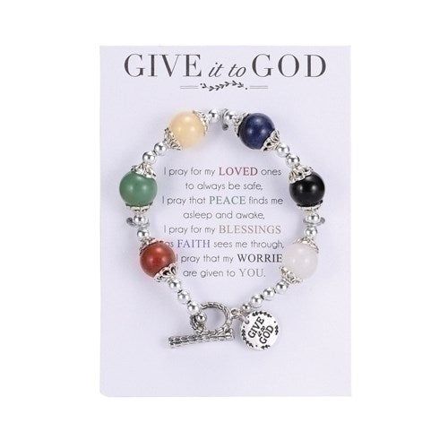 Bracelet-Give It To God-Multicolor Stretch w/Prayer Card (7")
