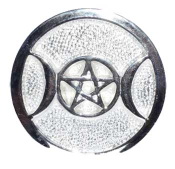 Silver Plated Brass Triple Moon Altar Tile 3 1/2"