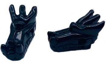 (set Of 2) 1 3/4" Dragon's Head Obsidian, Black