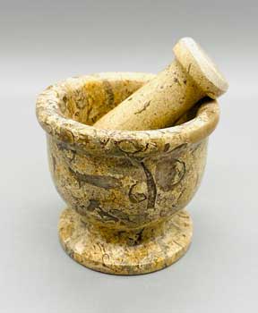 2 1/2" Fossil Coral Mortar And Pestle Set