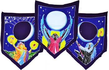 Triple Moon Goddess Prayer Flags 60" X  29"