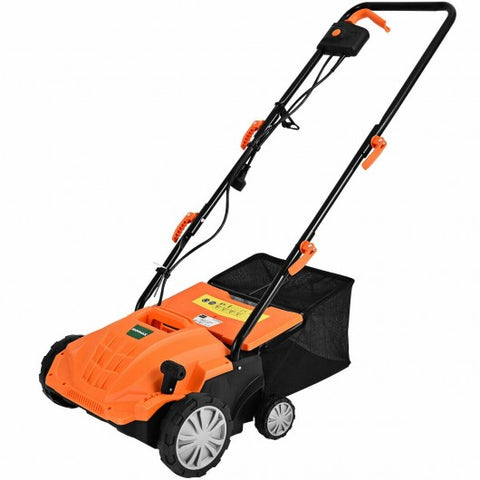 12Amp Corded Scarifier 13” Electric Lawn Dethatcher with 40L Collection Bag -Orange