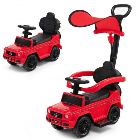 3 In 1 Ride on Push Car Mercedes Benz G350 Stroller Sliding Car with Canopy-Red