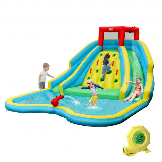 Inflatable Water Park Bounce House with Double Slide and Climbing Wall