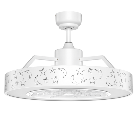 23 Inch Ceiling Fan with LED Light and Remote Control-White