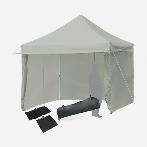 10 x 10 Feet Pop up Gazebo with 4 Height and Adjust Folding Awning-Gray