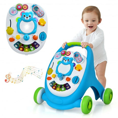 Sit-to-Stand Toddler Learning Walker with Lights and Sounds-Blue