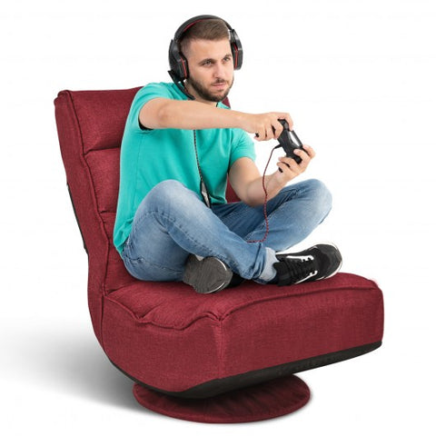 5-Position Folding Floor Gaming Chair-Dark Red