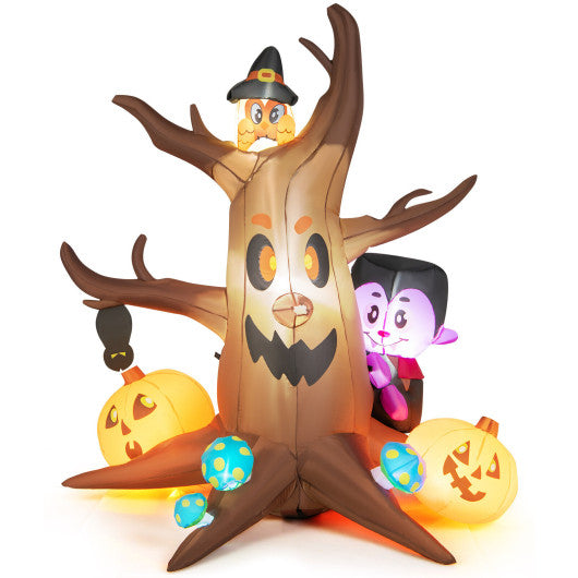 6 Feet Inflatable Halloween Dead Tree with Pumpkin Blow up Ghost Tree and RGB Lights