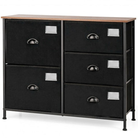 5-Drawer Storage Dresser for Bedroom  Closet  Entryway-Black