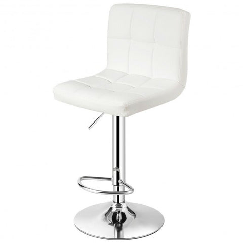 Adjustable Swivel Bar Stool with PU Leather-White