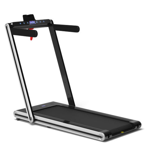 2-in-1 Folding Treadmill 2.25HP Jogging Machine with Dual LED Display-Silver