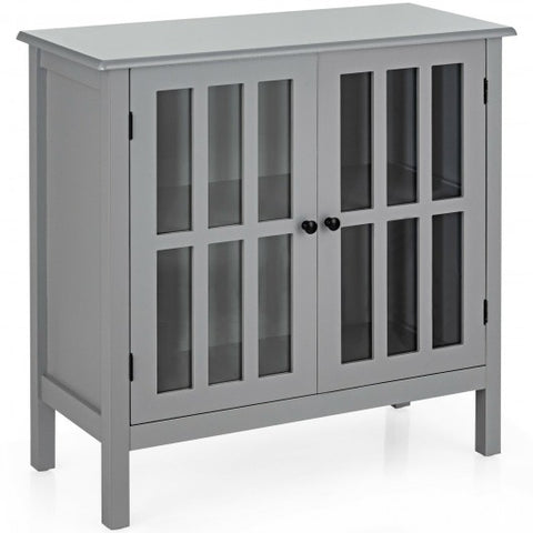 Glass Door Sideboard Console Storage Buffet Cabinet-Gray
