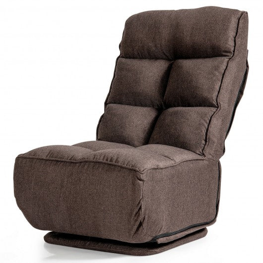 Swivel Folding Floor Gaming Chair with 6 Adjustable Positions  and Metal Base-Coffee