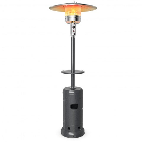 Outdoor Heater Propane Standing LP Gas Steel with Table & Wheels-Gray