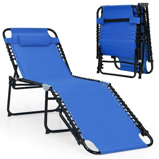 Foldable Recline Lounge Chair with Adjustable Backrest and Footrest-Blue
