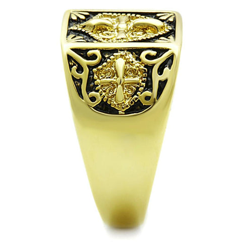 TK127G - IP Gold(Ion Plating) Stainless Steel Ring with Epoxy  in Jet