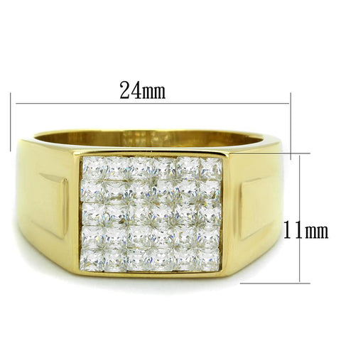 TK2048 - IP Gold(Ion Plating) Stainless Steel Ring with AAA Grade CZ  in Clear