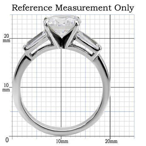 TK005 - High polished (no plating) Stainless Steel Ring with AAA Grade CZ  in Clear